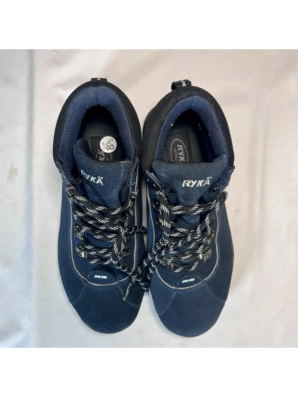 Ryka  Women's Suede Hiking Boots Navy Blue Lace-Up Ankle Outdoor Shoes 8.5